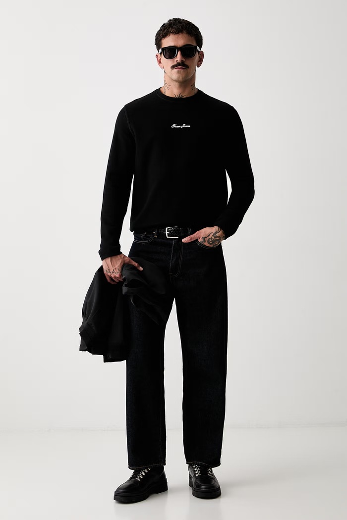 Guess Jeans a maniche lunghe da uomo con cotone M6YP08.K4176 nero AW26