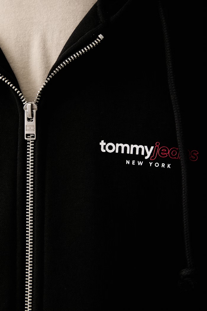 Tommy Jeans bluza rozpinana z kapturem męska z bawełną DM0DM23404 czarny