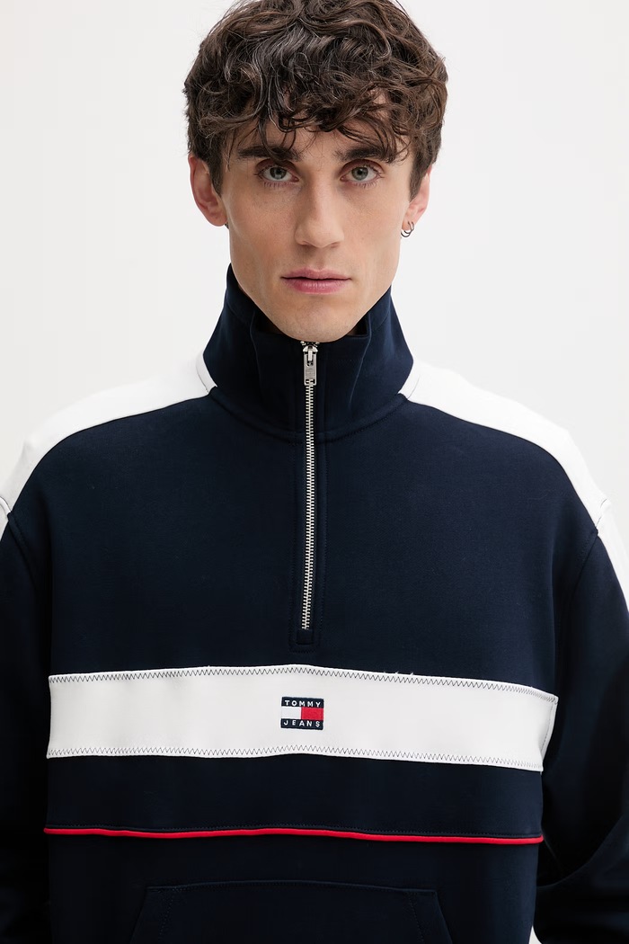 Tommy Jeans μπλούζα ανδρική βαμβακερή σκούρο μπλε DM0DM23244