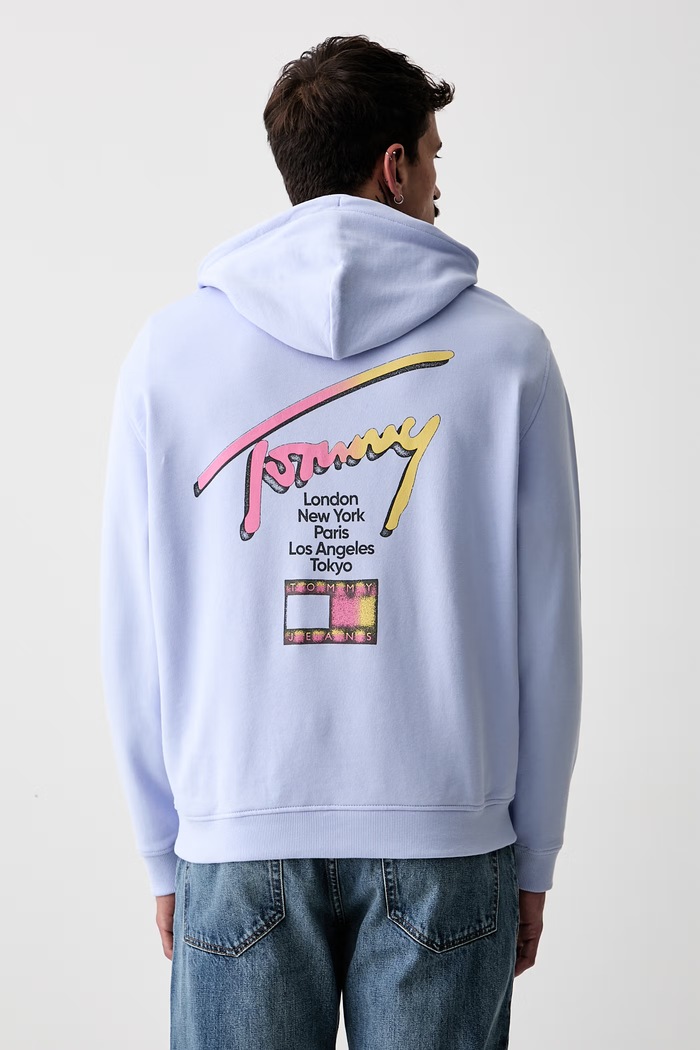 Odzież Tommy Jeans bluza z kapturem męska bawełniana DM0DM23129 niebieski