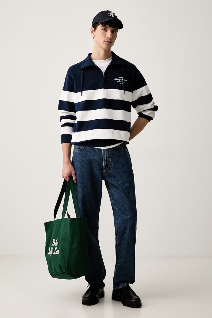 Tommy Hilfiger pulover moški z bombažem MW0MW43190 mornarsko modra AW26