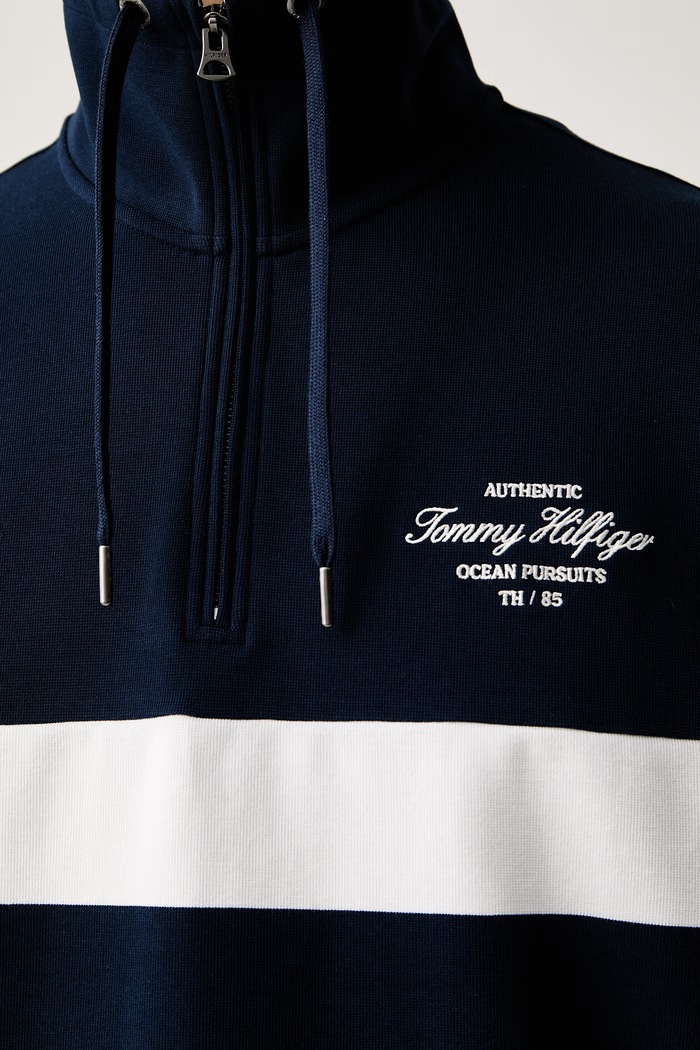 Tommy Hilfiger pulover moški z bombažem MW0MW43190 mornarsko modra
