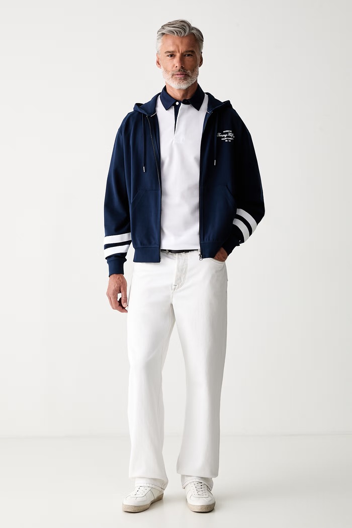 Tommy Hilfiger dukserica na zakopčavanje sa kapuljačom za muškarce MW0MW43184 mornarsko plava AW26