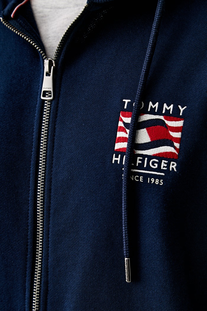 Tommy Hilfiger μπλούζα με κουκούλα ανδρική βαμβακερή MW0MW43382 σκούρο μπλε