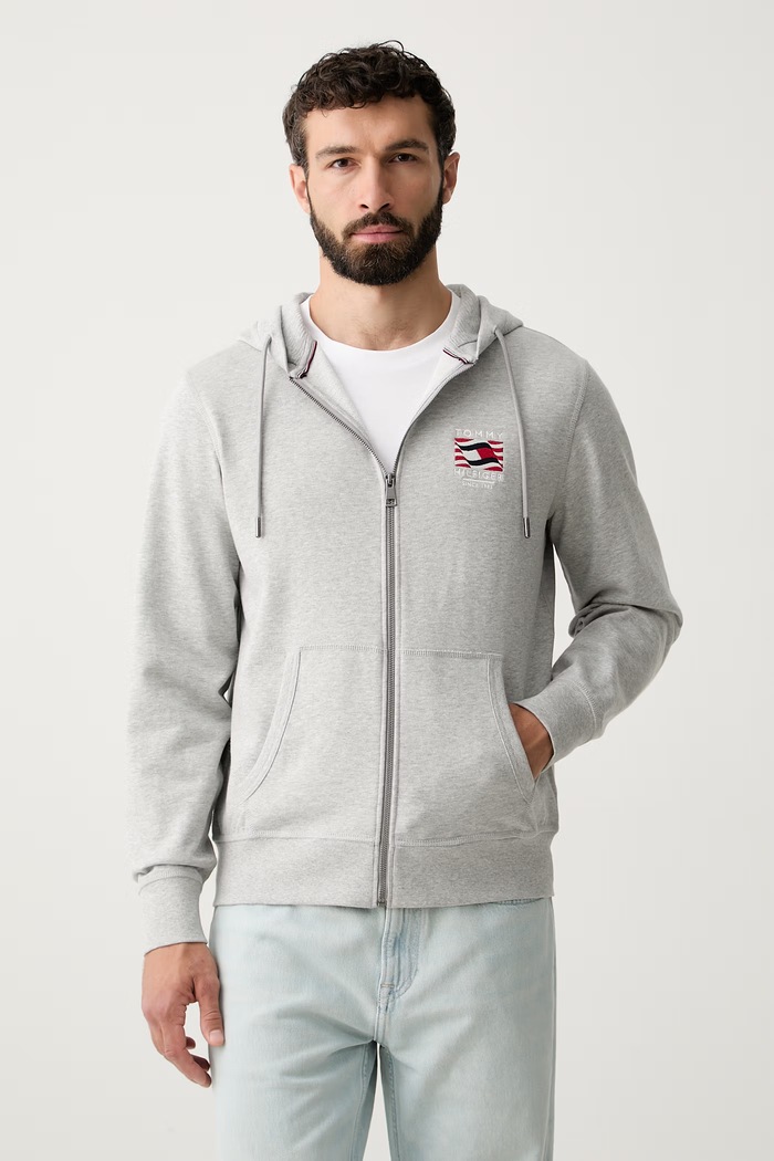 Tommy Hilfiger hanorac cu glugă pentru bărbați, din bumbac gri MW0MW43382