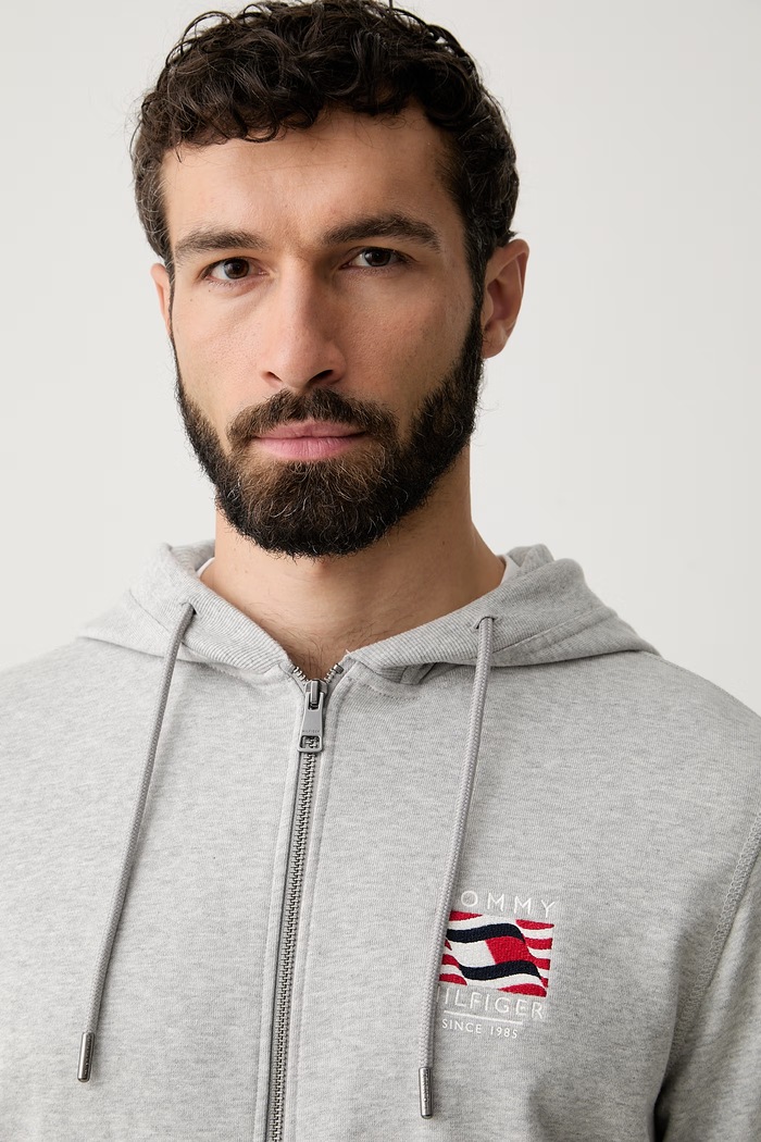 Tommy Hilfiger hanorac cu glugă pentru bărbați, din bumbac gri MW0MW43382