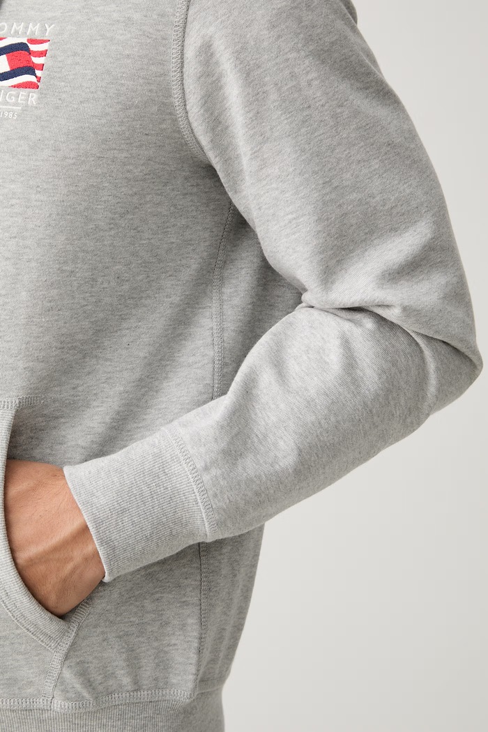 Tommy Hilfiger hanorac cu glugă pentru bărbați, din bumbac MW0MW43382 gri