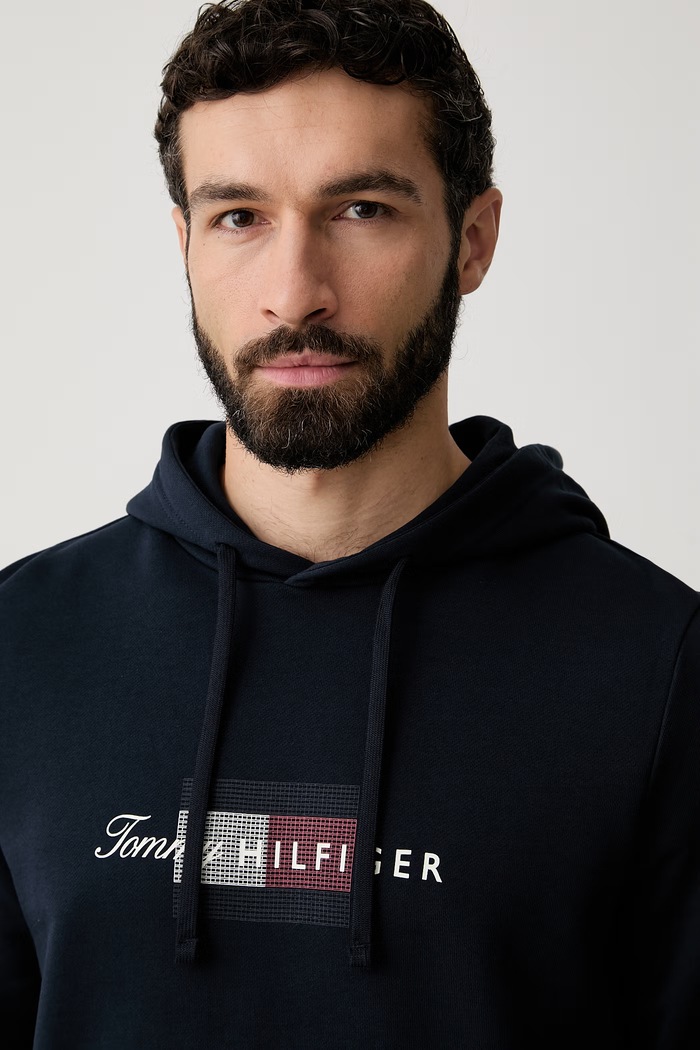 Tommy Hilfiger hanorac cu glugă pentru bărbați, din bumbac bleumarin MW0MW43220