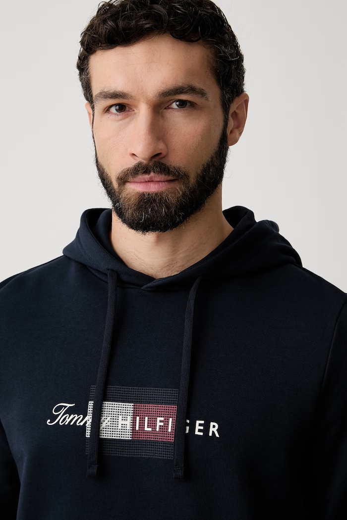 Tommy Hilfiger hanorac cu glugă pentru bărbați, din bumbac bleumarin MW0MW43220