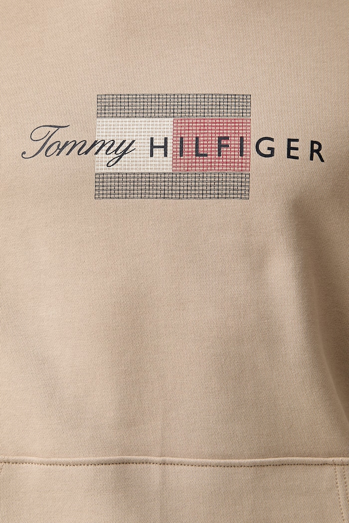 Tommy Hilfiger kapucnis melegítőfelső férfi pamut MW0MW43220 bézs
