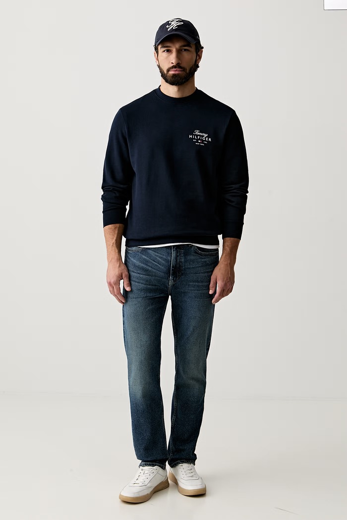 Tommy Hilfiger μπλούζα ανδρική βαμβακερή MW0MW43218 σκούρο μπλε AW26