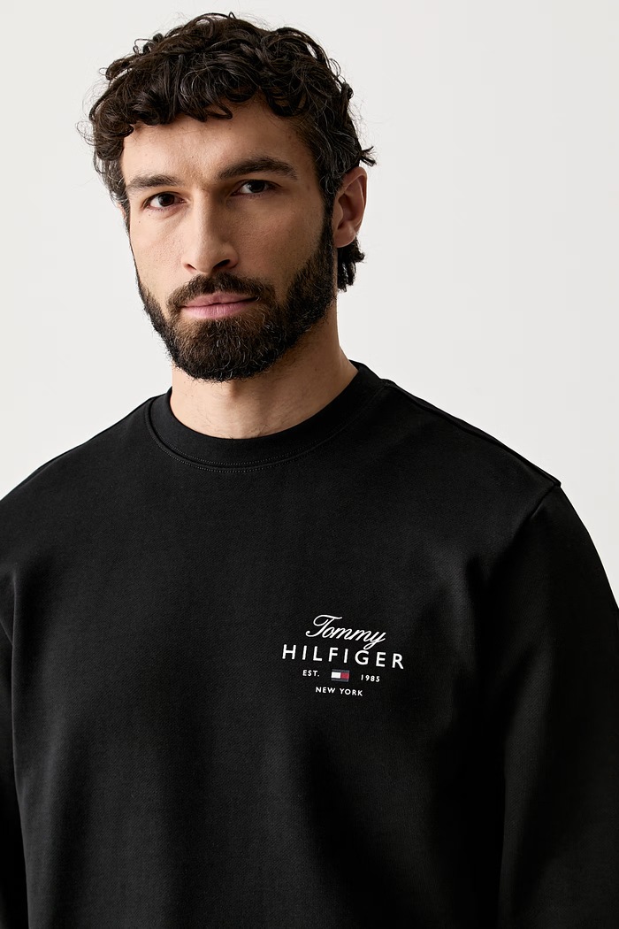 Tommy Hilfiger μπλούζα ανδρική βαμβακερή μαύρο MW0MW43218