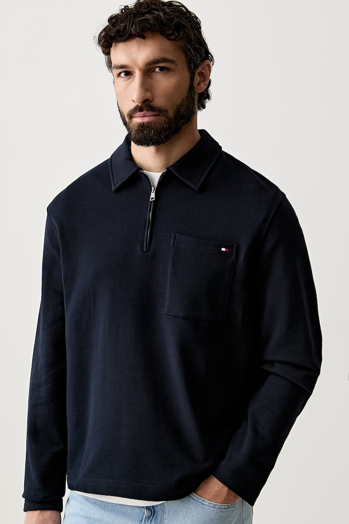 Tommy Hilfiger pulover moški bombažen mornarsko modra MW0MW43213