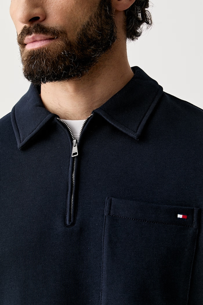 Tommy Hilfiger pulover moški bombažen MW0MW43213 mornarsko modra