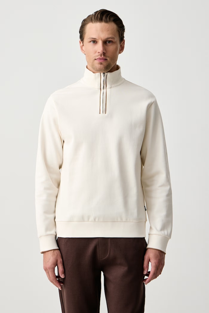 BOSS Bluza męska bawełniana H-Sidney beżowy 50565603