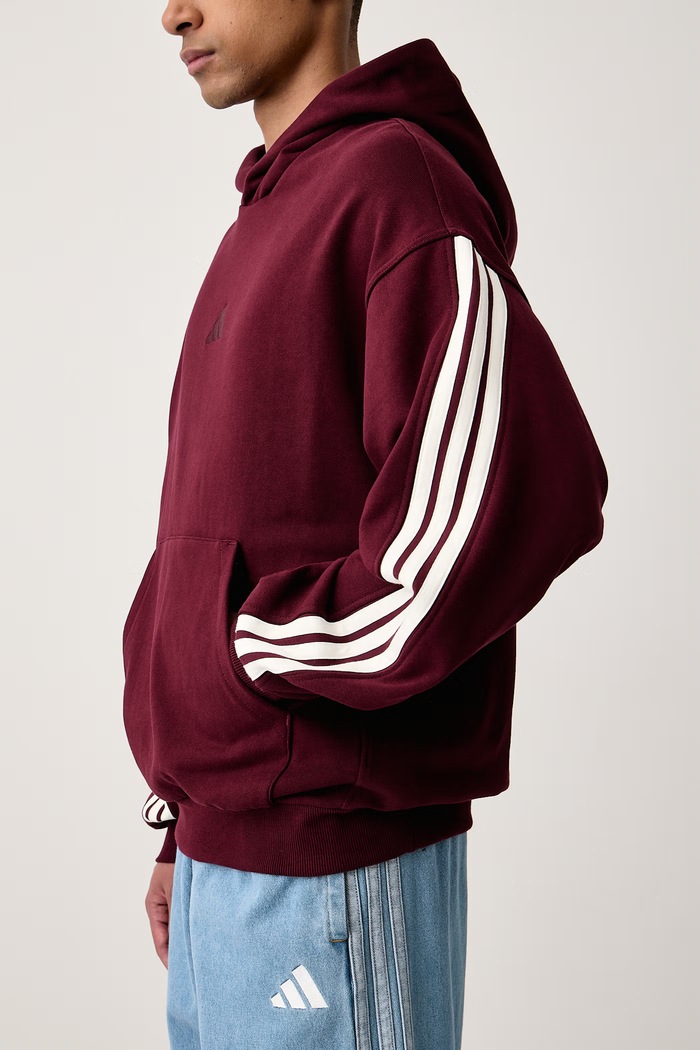 Mikina s kapucí pánská bavlněná adidas KW2405 burgundské