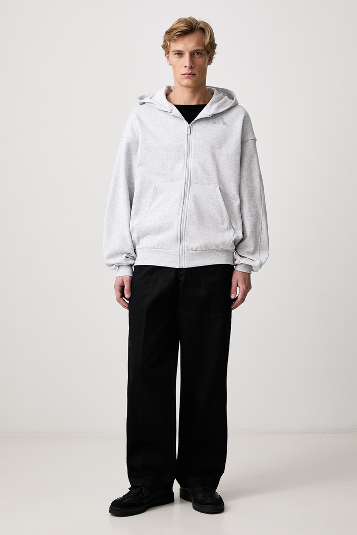 adidas Rozepínací mikina s kapucí pánská bavlněná KW2323 šedá AW26