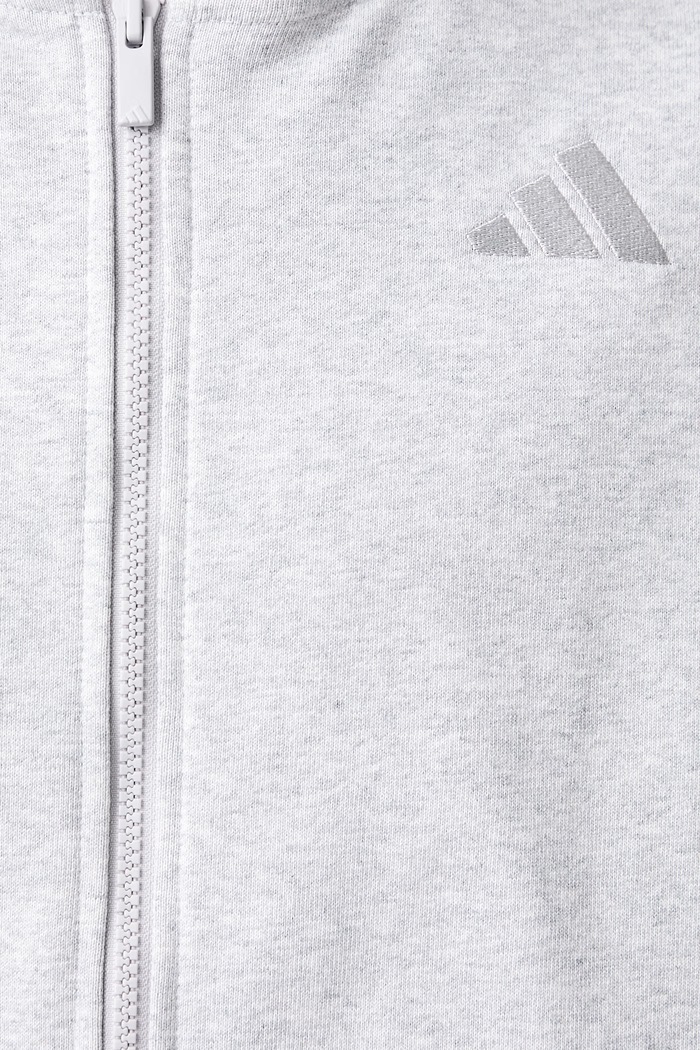 Rozepínací mikina s kapucí pánská bavlněná adidas šedá KW2323