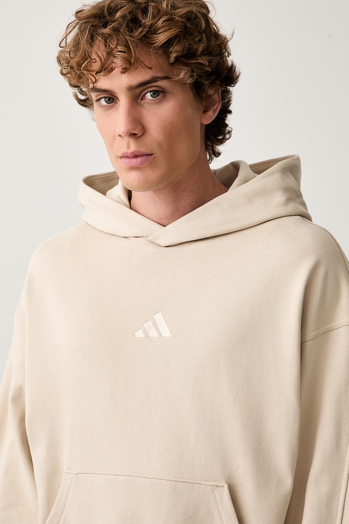 adidas bluza z kapturem męska bawełniana beżowy KW2314