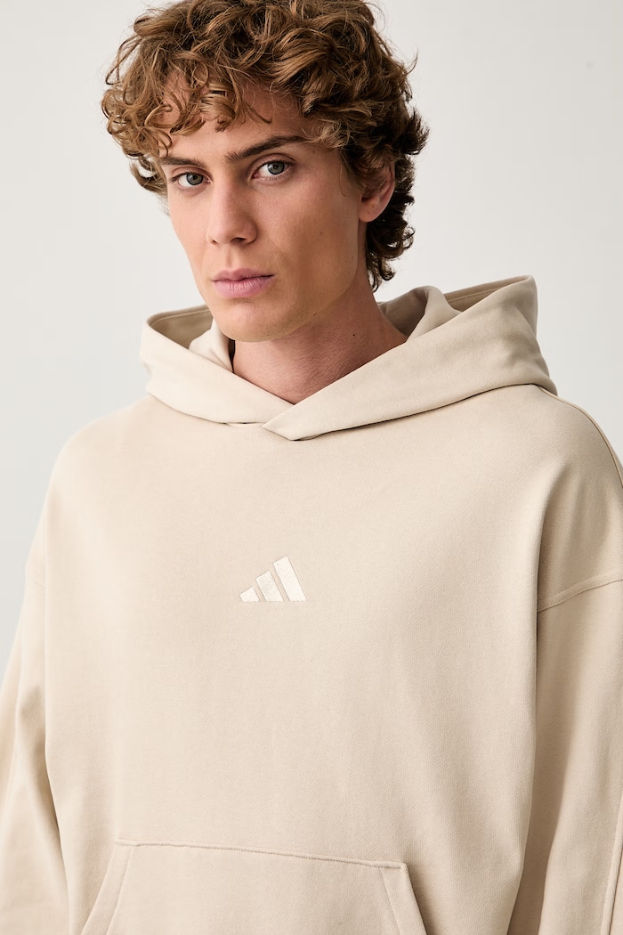 adidas bluza z kapturem męska bawełniana beżowy KW2314