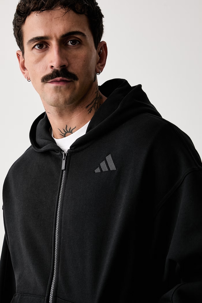 adidas bluza rozpinana z kapturem męska bawełniana czarny KW2289