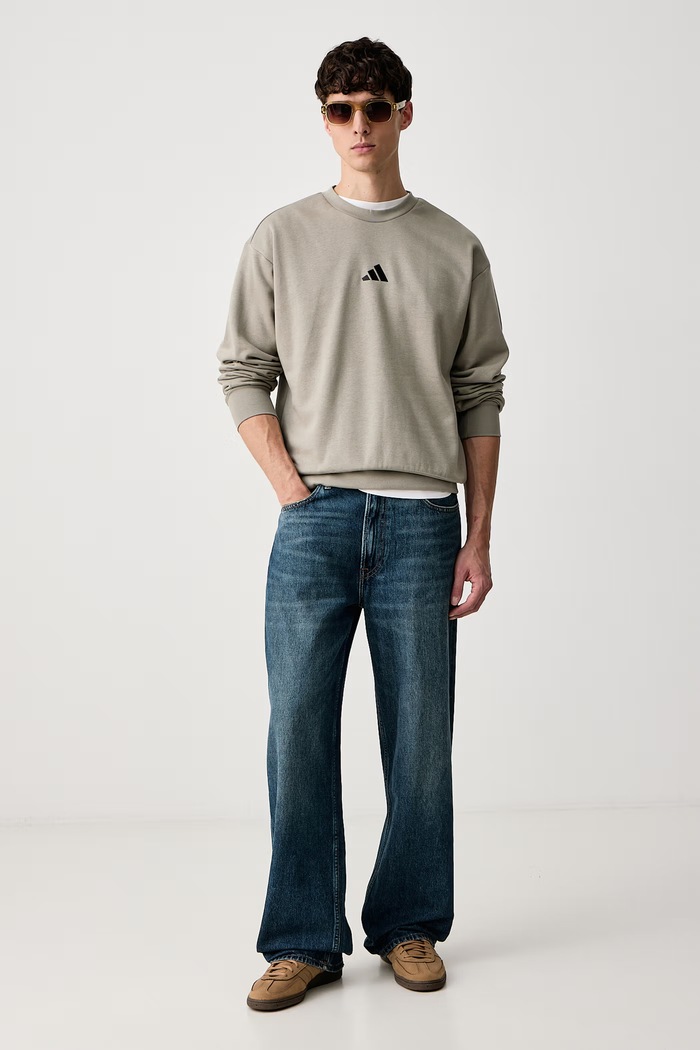adidas Bluza oversize męska z bawełną Essentials Feelcozy KF2370 zielony AW26