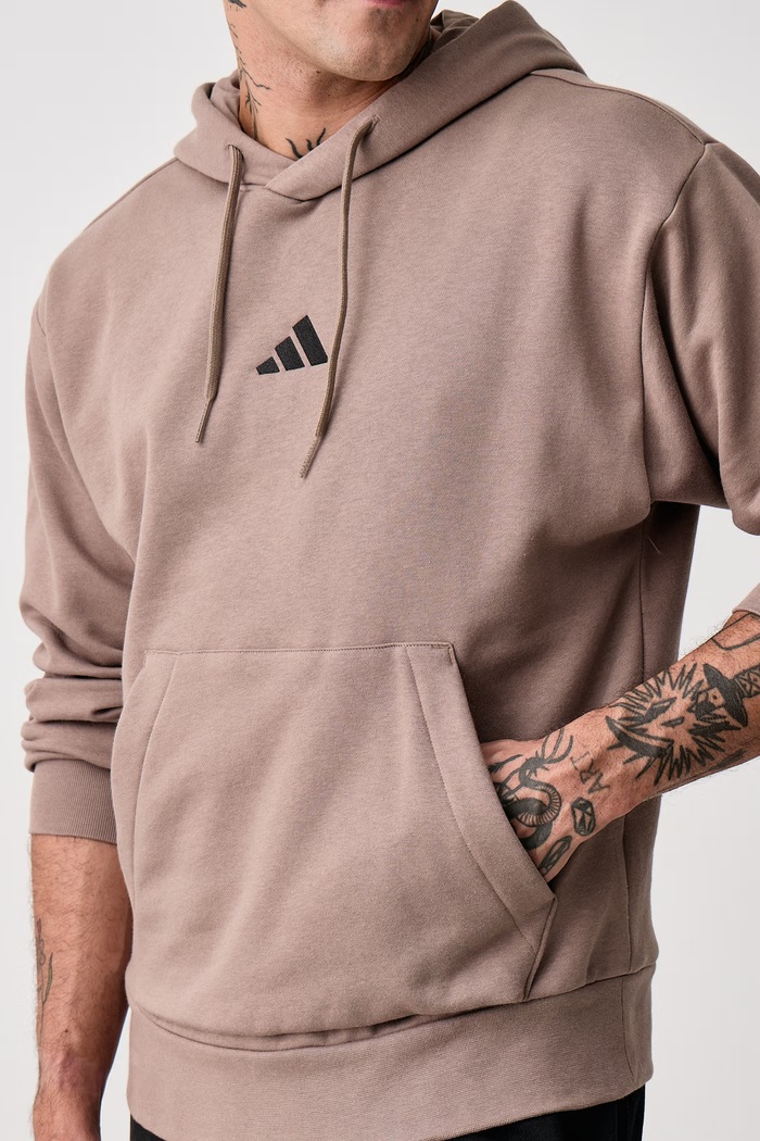 Bluza z kapturem męska z bawełną Essentials Feelcozy adidas KF2364 brązowy