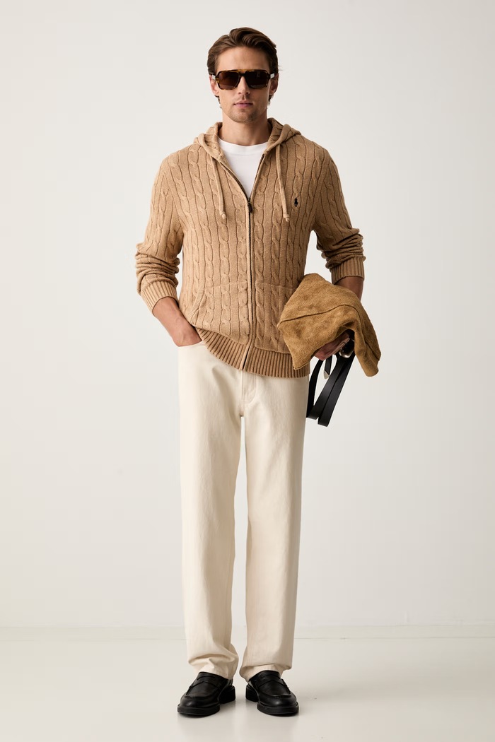 Polo Ralph Lauren kardigan męski bawełniany 710B18057 beżowy AW26