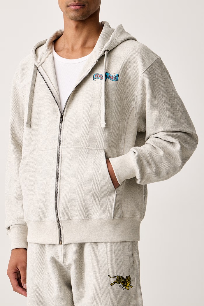 Bluza z kapturem męska bawełniana Kenzo FG65HO2764MX szary