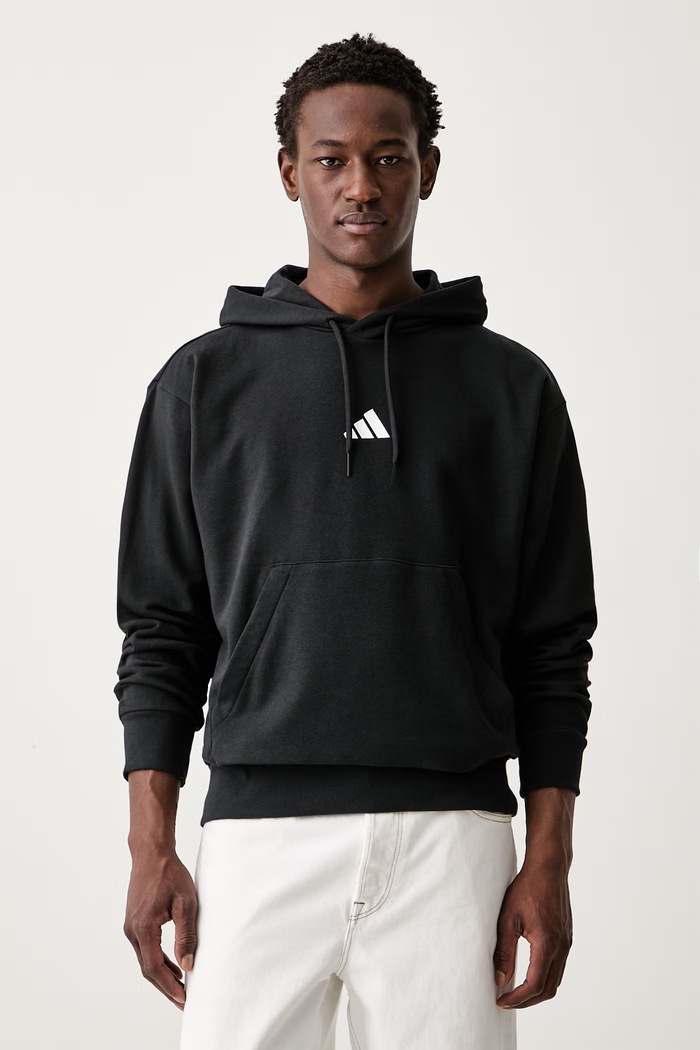 adidas bluza z kapturem męska z bawełną Feelcozy czarny JE3849