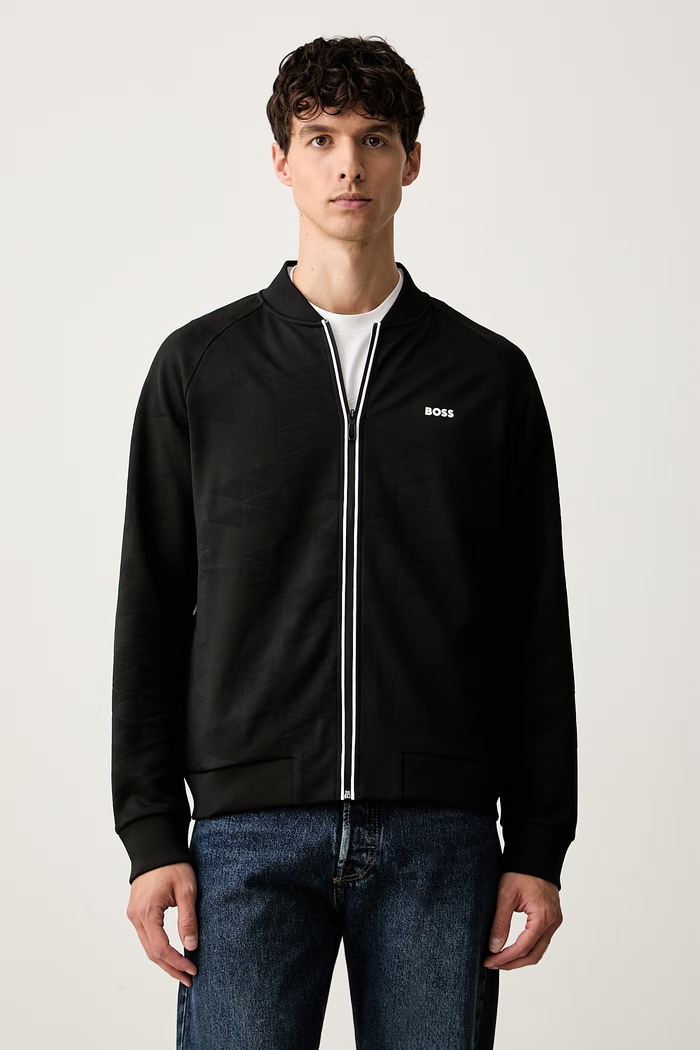 BOSS Green mikina na zips pánska SW_Network JQ FZ čierna 50566825