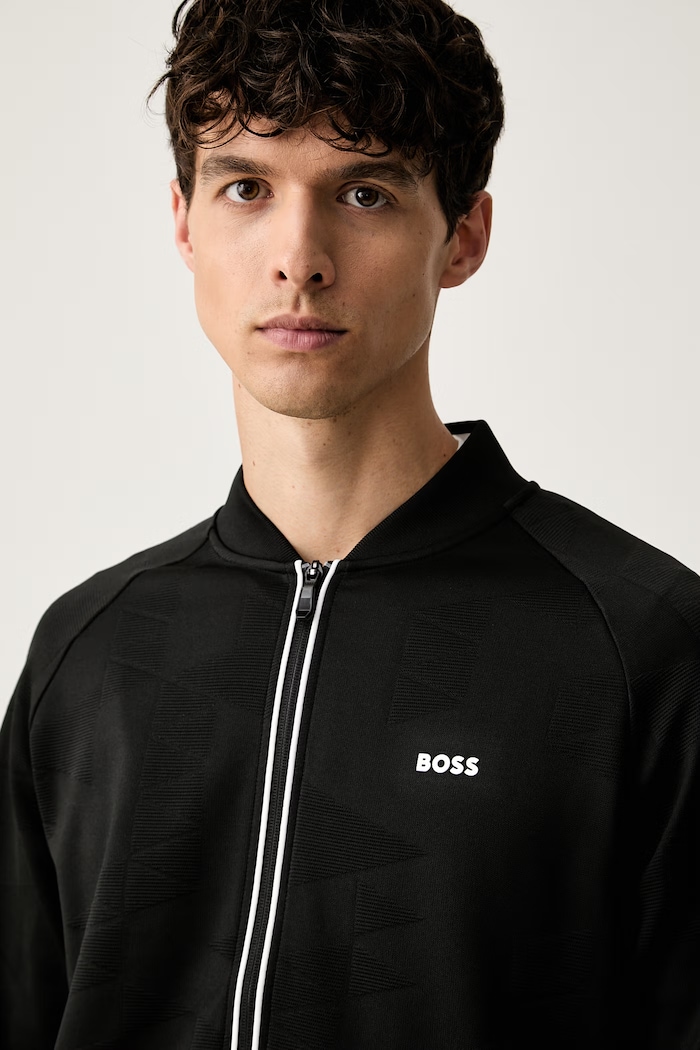 BOSS Green mikina na zips pánska SW_Network JQ FZ čierna 50566825