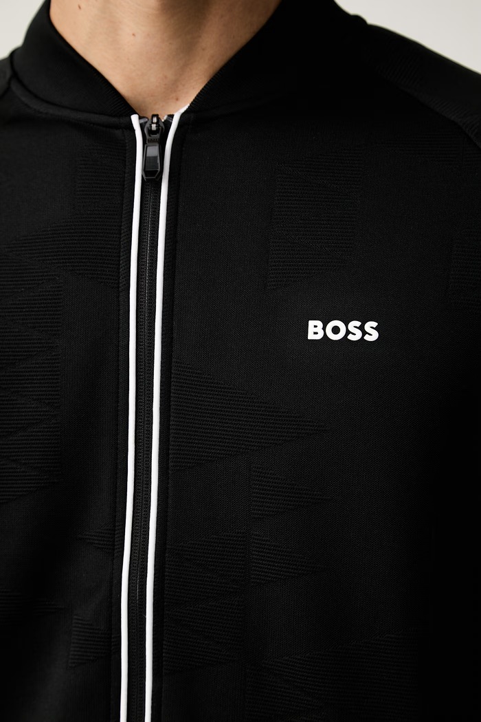 BOSS Green mikina na zips pánska SW_Network JQ FZ 50566825 čierna