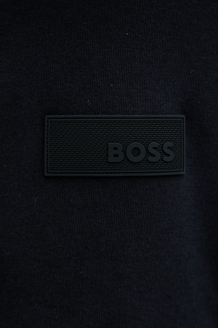 BOSS Green mikina na zips pánska s bavlnou SW_Collar Full Zip 50564104 tmavomodrá