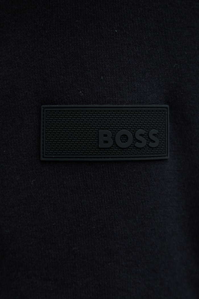 BOSS Green mikina na zips pánska s bavlnou SW_Collar Full Zip 50564104 tmavomodrá