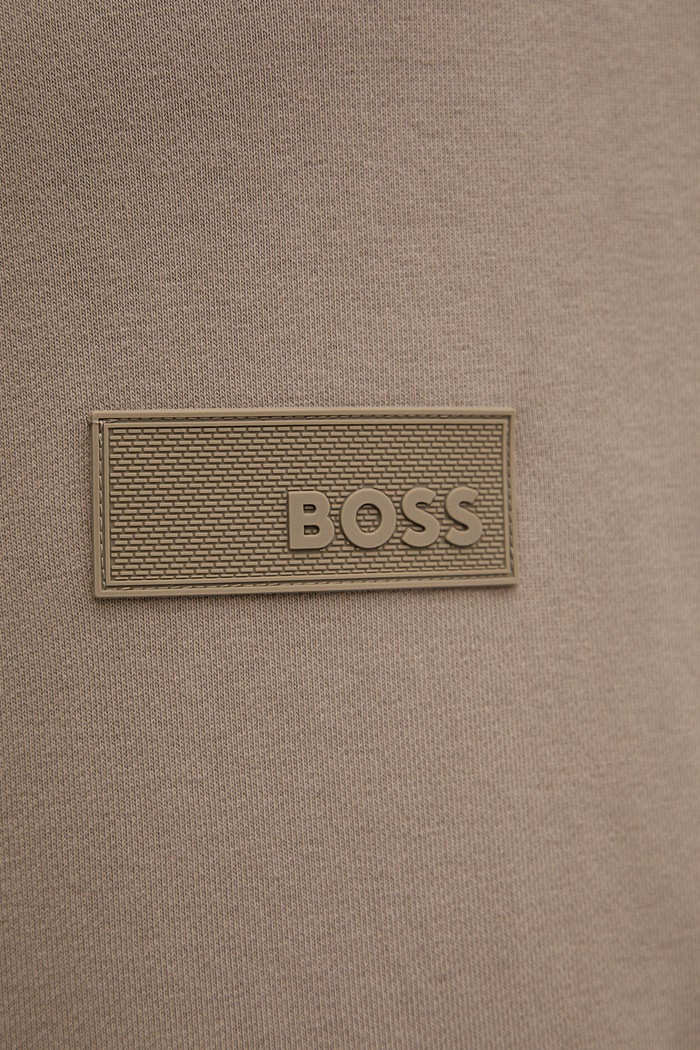 BOSS Green mikina na zips pánska s bavlnou SW_Collar Full Zip 50564104 béžová