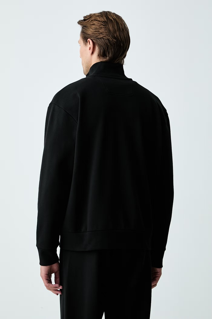 Одежда BOSS Green кофта на замке мужская с хлопком SW_Collar Full Zip 50564104 чёрный