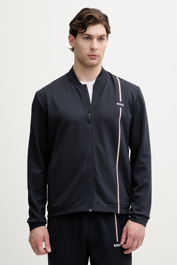 BOSS Green mikina na zips pánska SW_TOC Game FZ tmavomodrá 50563352