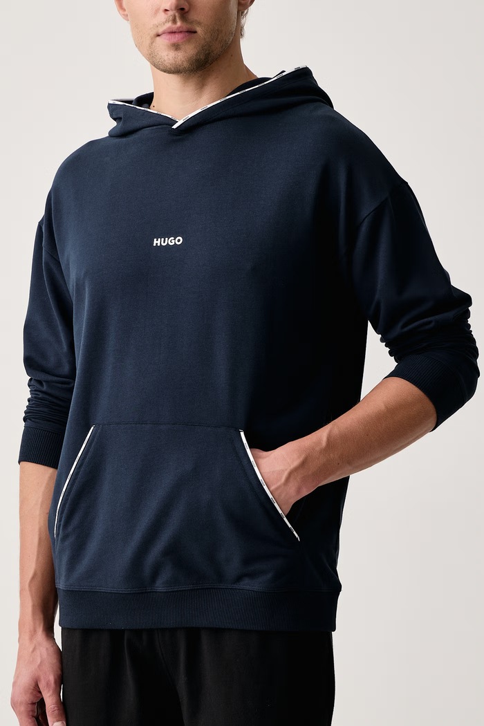 Μπλούζα με κουκούλα ανδρική με βαμβάκι NOAH HOODIE HUGO 50566164 σκούρο μπλε