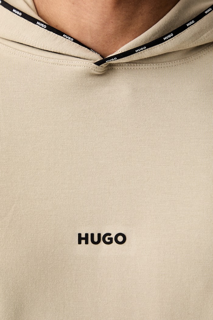 HUGO mikina s kapucí pánská s bavlnou NOAH HOODIE 50566164 béžová