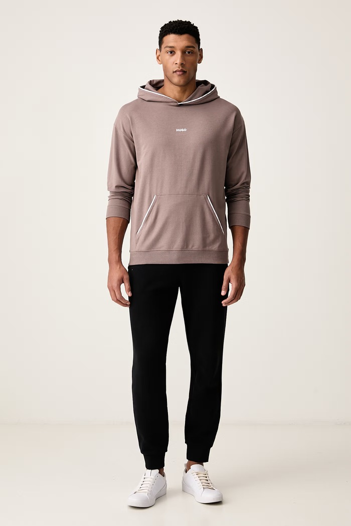 HUGO Mikina s kapucňou pánska s bavlnou NOAH HOODIE 50566164 hnedá AW26