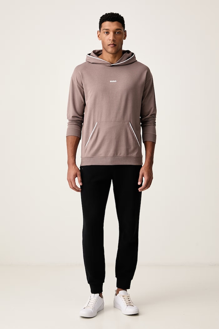 HUGO Mikina s kapucňou pánska s bavlnou NOAH HOODIE 50566164 hnedá AW26