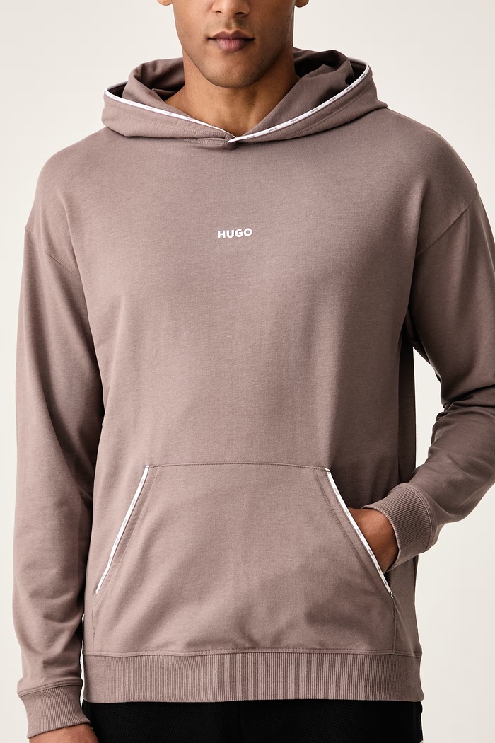 Mikina s kapucňou pánska s bavlnou NOAH HOODIE HUGO 50566164 hnedá