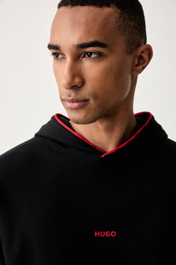 HUGO mikina s kapucí pánská s bavlnou NOAH HOODIE černá 50566164
