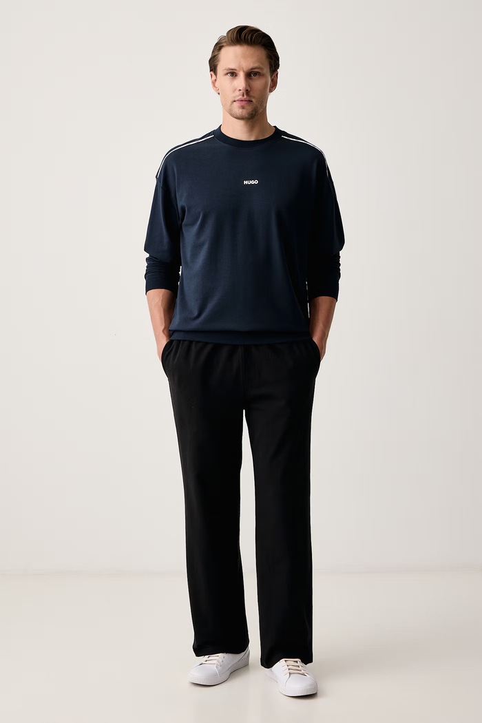 HUGO Loungwear mikina pánská s bavlnou NOAH SWEATSHIRT 50566160 námořnická modř AW26