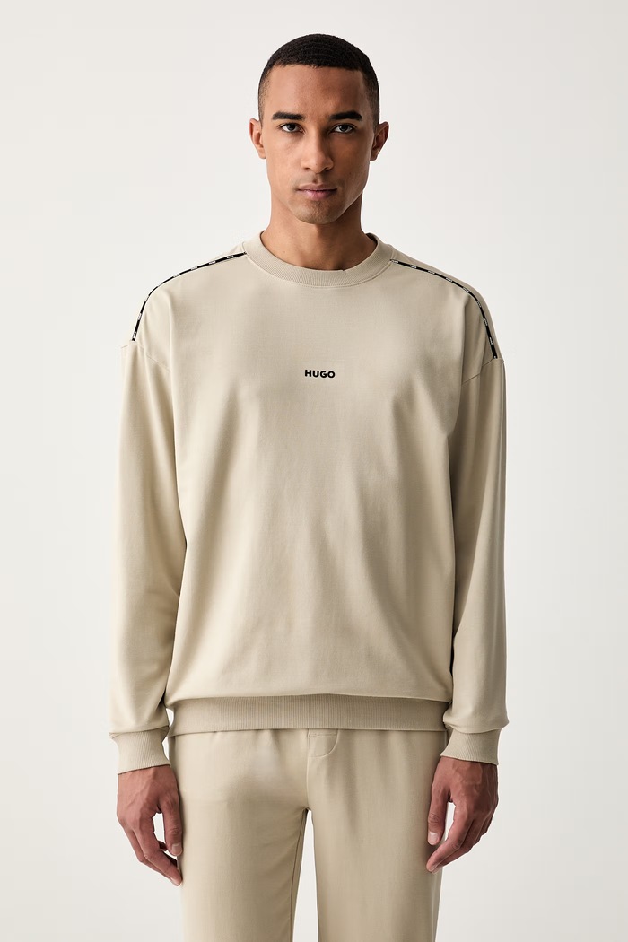 HUGO loungwear mikina pánská s bavlnou NOAH SWEATSHIRT béžová 50566160