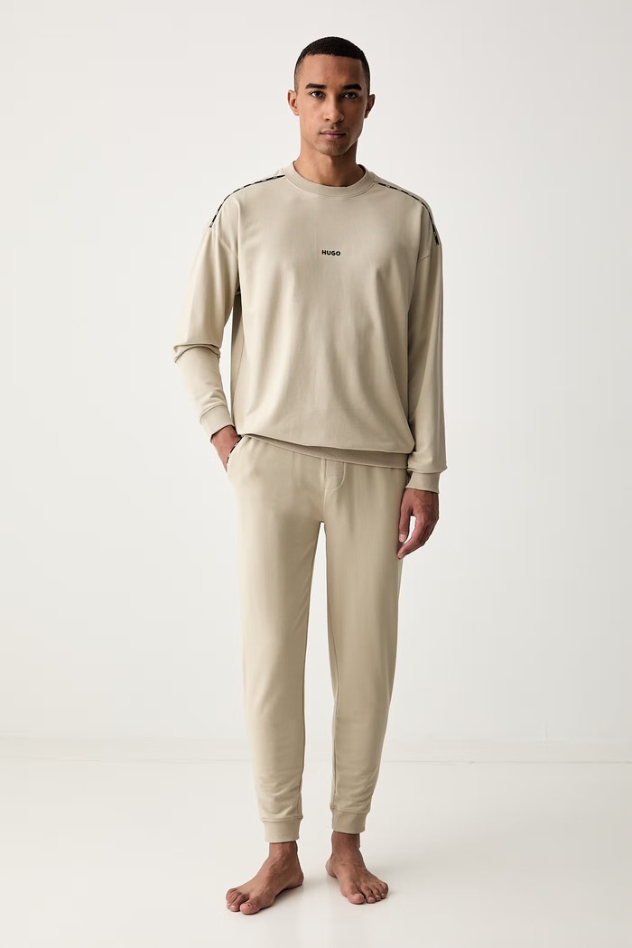 HUGO loungwear mikina pánská s bavlnou NOAH SWEATSHIRT 50566160 béžová AW26