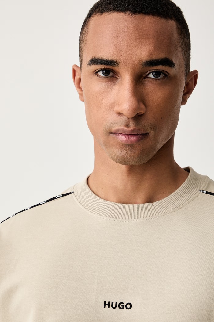 HUGO loungwear mikina pánská s bavlnou NOAH SWEATSHIRT béžová 50566160