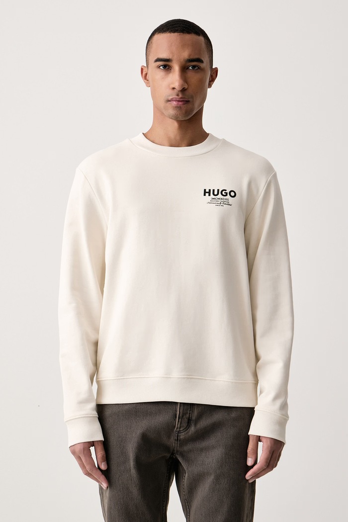 HUGO Blue Bluza męska bawełniana Nespon beżowy 50572772