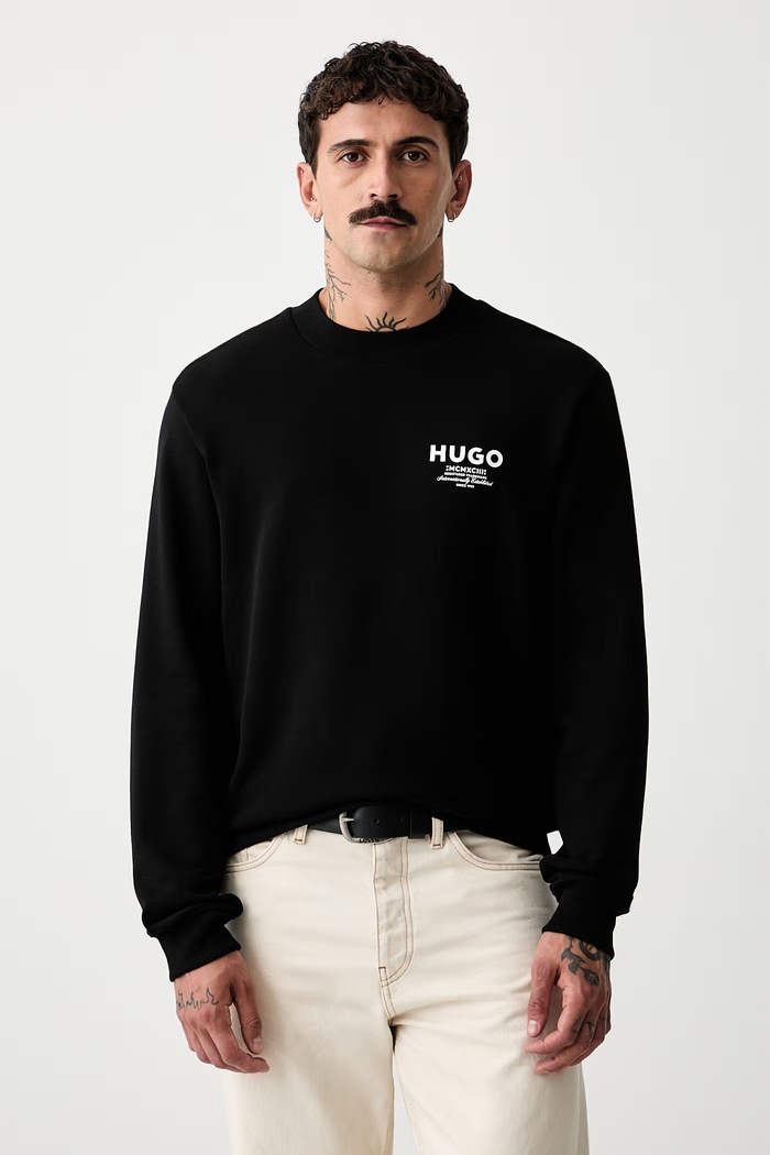 HUGO Blue μπλούζα ανδρική βαμβακερή Nespon μαύρο 50572772
